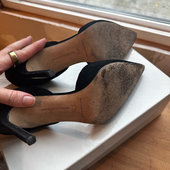Manolo Blahnik Classic Black Heels 8 38.5 - Picture 3 of 4